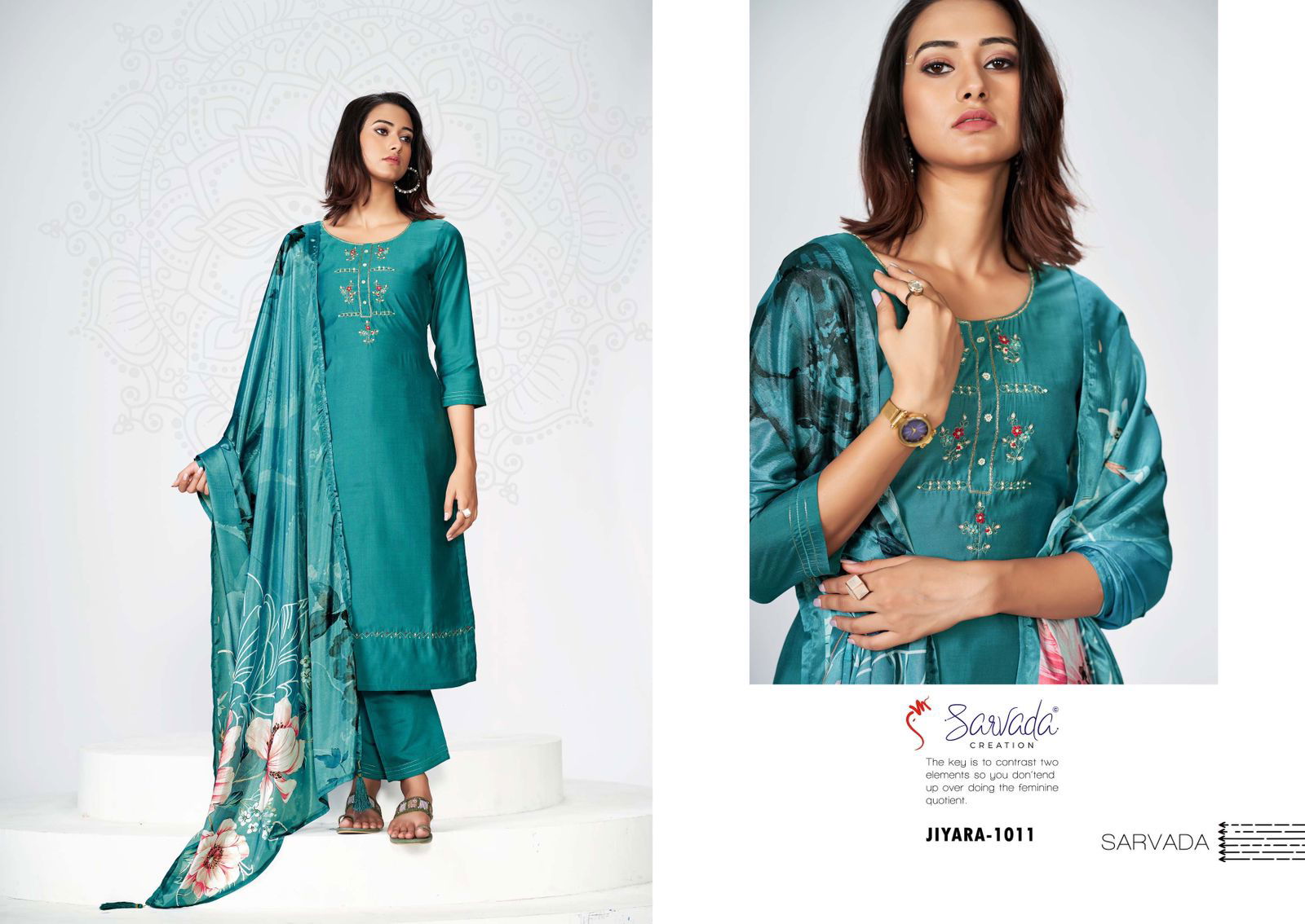 Jiyara By Sarvada Hand Work Roman Silk Designer Kurti With Bottom Dupatta Wholesale Price In Surat